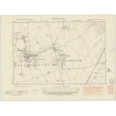 1947 Map of Cambridgeshire LVIII.NW, 1951 Print