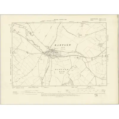 1901 Map of Cambridgeshire LX.NE, 1904 Print