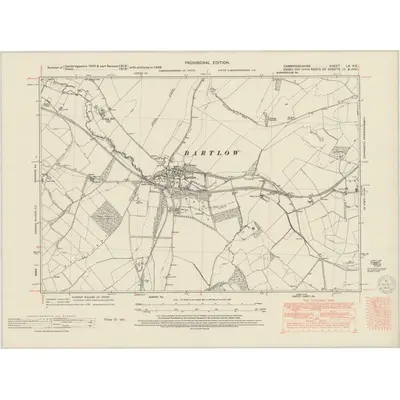 1946 Map of Cambridgeshire LX.NE, 1950 Print