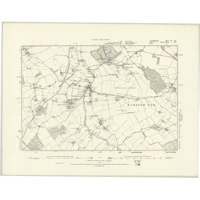1877 Map of Cambridgeshire LX.SE, 1888 Print