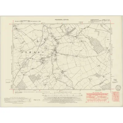 1946 Map of Cambridgeshire LX.SE, 1951 Print
