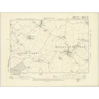 1901 Map of Cambridgeshire LXI.SW, 1904 Print