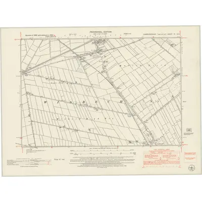 1950 Map of Cambridgeshire VI.SE, 1953 Print