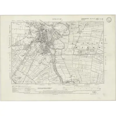 1925 Map of Cambridgeshire VII.NE, 1933 Print