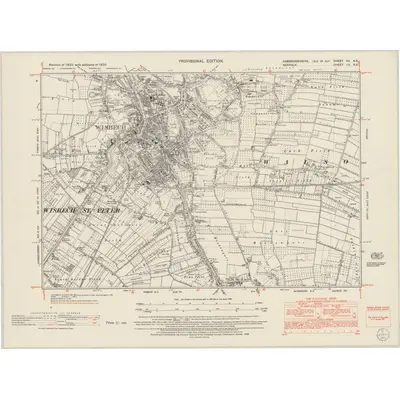 1950 Map of Cambridgeshire VII.NE, 1953 Print
