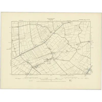 1886 Map of Cambridgeshire VII.NW, 1887 Print