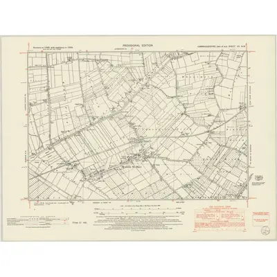 1950 Map of Cambridgeshire VII.NW, 1952 Print