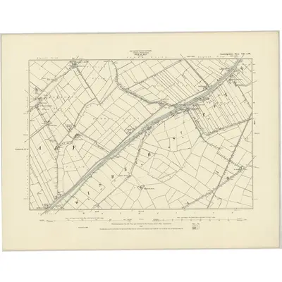 1886 Map of Cambridgeshire VII.SW, 1887 Print