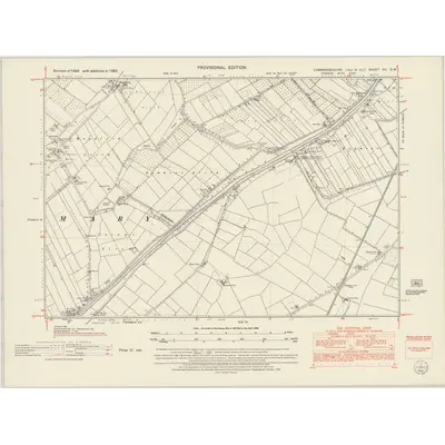 1950 Map of Cambridgeshire VII.SW, 1952 Print