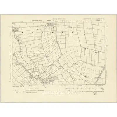 1900 Map of Cambridgeshire VIII.SW, 1903 Print