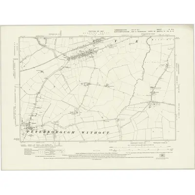 1924 Map of Cambridgeshire X.NW, 1927 Print