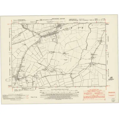 1950 Map of Cambridgeshire X.NW, 1952 Print