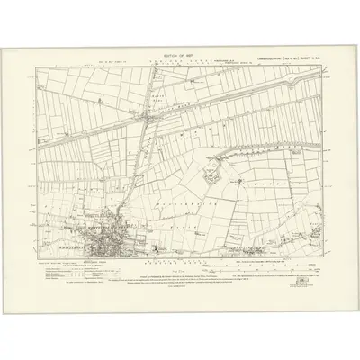 1924 Map of Cambridgeshire X.SE, 1927 Print