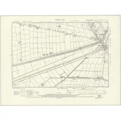 1925 Map of Cambridgeshire XI.NE, 1927 Print