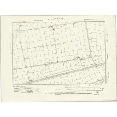 1925 Map of Cambridgeshire XI.NW, 1927 Print