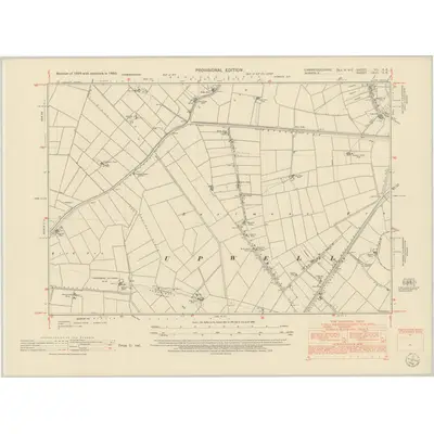 1950 Map of Cambridgeshire XII.SE, 1952 Print