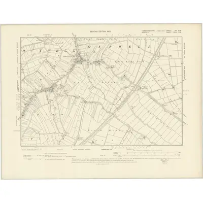 1900 Map of Cambridgeshire XIII.NW, 1903 Print