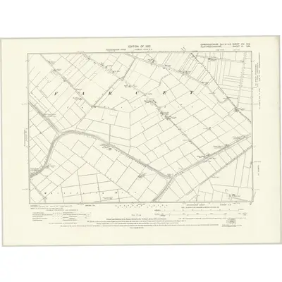 1924 Map of Cambridgeshire XIV.SW, 1927 Print