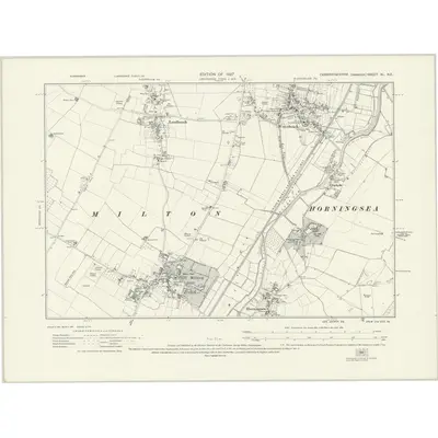 1925 Map of Cambridgeshire XL.NE, 1927 Print