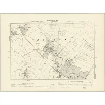 1901 Map of Cambridgeshire XL.NW, 1903 Print