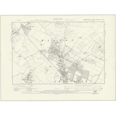 1925 Map of Cambridgeshire XL.NW, 1927 Print