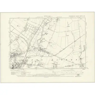 1925 Map of Cambridgeshire XL.SE, 1927 Print