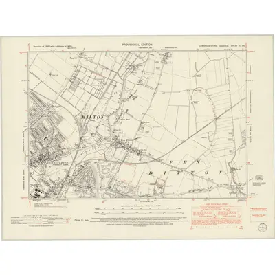 1950 Map of Cambridgeshire XL.SE, 1952 Print