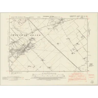 1950 Map of Cambridgeshire XLI.NE, 1953 Print