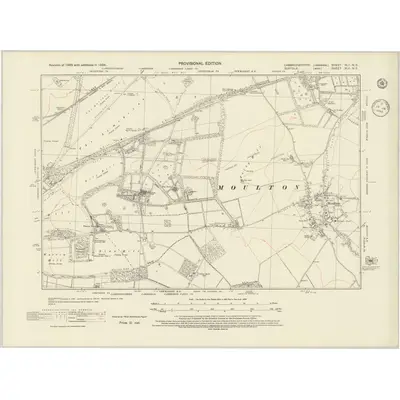1938 Map of Cambridgeshire XLII.NE, 1945 Print