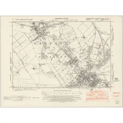 1950 Map of Cambridgeshire XLII.NW, 1953 Print