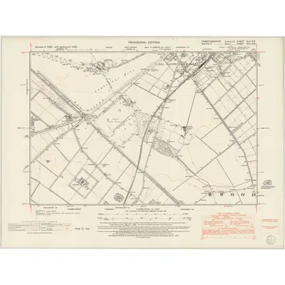 1950 Map of Cambridgeshire XLII.SW, 1953 Print