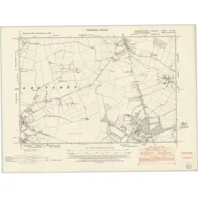 1950 Map of Cambridgeshire XLV.NE, 1952 Print