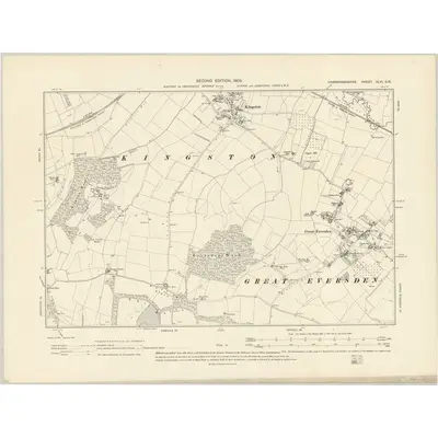 1901 Map of Cambridgeshire XLVI.SW, 1903 Print