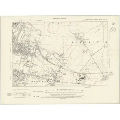 1938 Map of Cambridgeshire XLVII.NE, 1945 Print