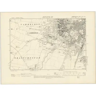 1901 Map of Cambridgeshire XLVII.NW, 1904 Print