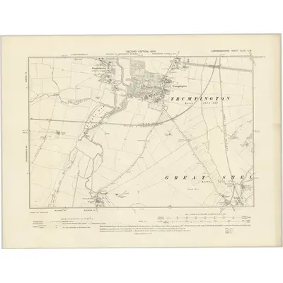 1901 Map of Cambridgeshire XLVII.SW, 1903 Print