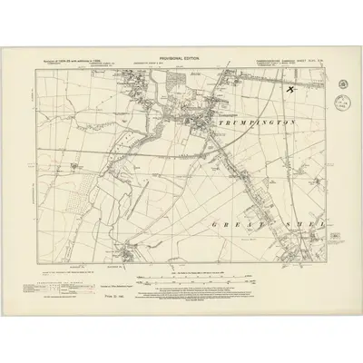 1938 Map of Cambridgeshire XLVII.SW, 1945 Print