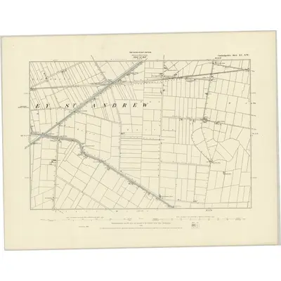 1886 Map of Cambridgeshire XV.NW, 1887 Print