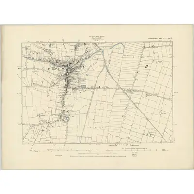 1886 Map of Cambridgeshire XVI.NW, 1887 Print