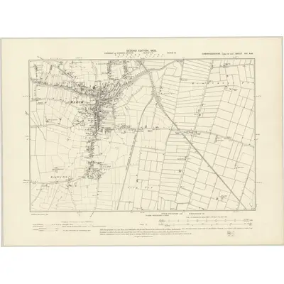 1900 Map of Cambridgeshire XVI.NW, 1903 Print