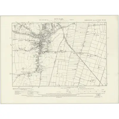 1925 Map of Cambridgeshire XVI.NW, 1927 Print