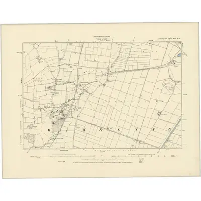 1886 Map of Cambridgeshire XVI.SW, 1887 Print
