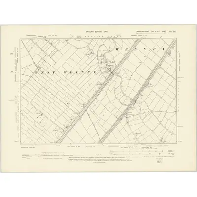 1900 Map of Cambridgeshire XVII.SW, 1903 Print