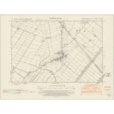1950 Map of Cambridgeshire XXI.NE, 1952 Print