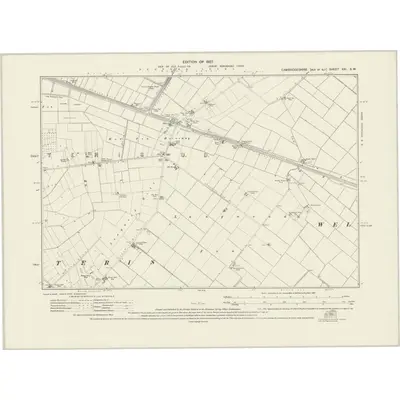 1924 Map of Cambridgeshire XXI.SW, 1927 Print