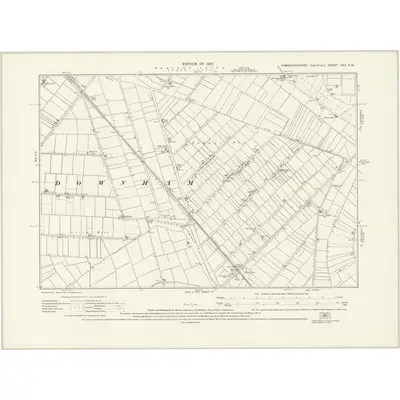 1925 Map of Cambridgeshire XXII.SW, 1927 Print