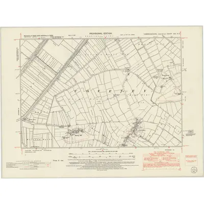1950 Map of Cambridgeshire XXV.NE, 1952 Print