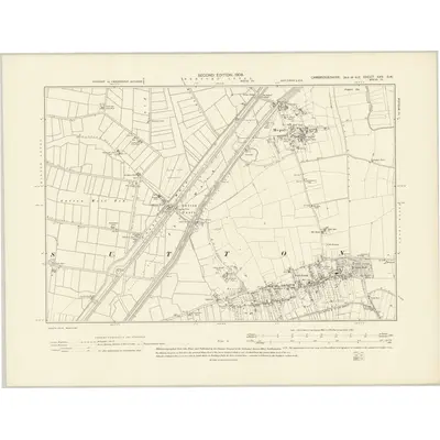 1900 Map of Cambridgeshire XXV.SW, 1903 Print