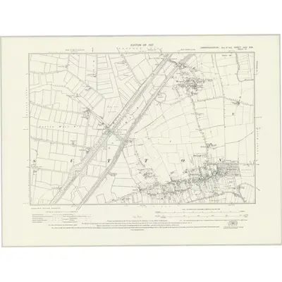 1925 Map of Cambridgeshire XXV.SW, 1927 Print