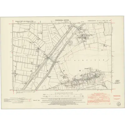 1950 Map of Cambridgeshire XXV.SW, 1952 Print